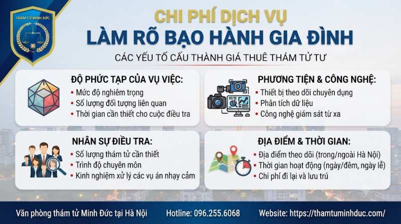 Dịch vụ thám tử điều tra bạo lực gia đình 14 các yếu tố cấu thành giá thuê thám tử theo dõi