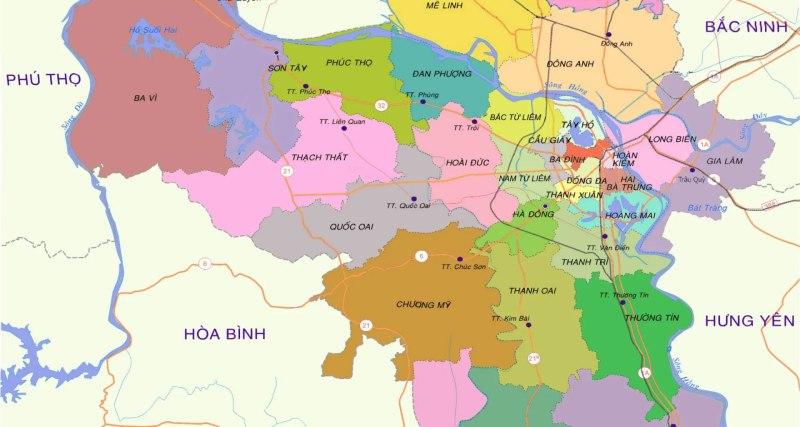 Danh sách xã phường tại Hà Nội sau sát nhập 2 Bản đồ hà nội