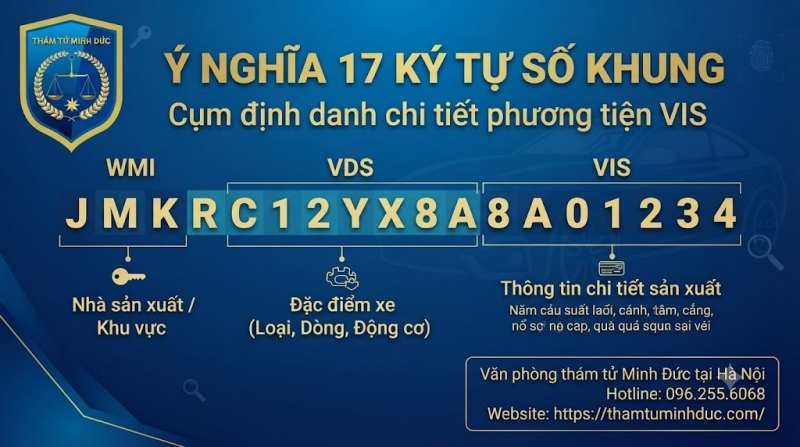 Số khung xe ô tô 5 cụm định danh chi tiết phương tiện VIS