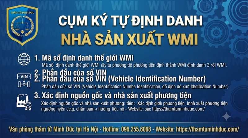 Số khung xe ô tô 3 cụm từ định danh nhà sản xuất WMI