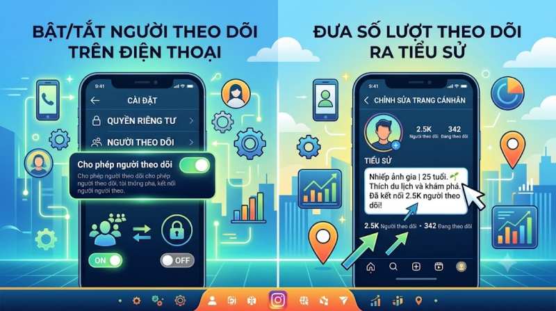 đưa số lượt theo dõi ra tiểu sử