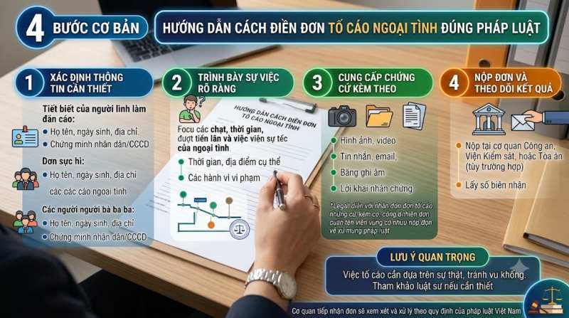 hướng dẫn cách điền đơn tó cáo ngoại tình đúng pháp luật