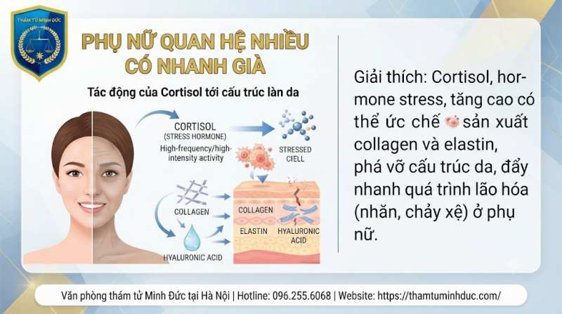 Phụ nữ quan hệ nhiều có nhanh già không? 2 tác động tới cortisol của cấu trúc da