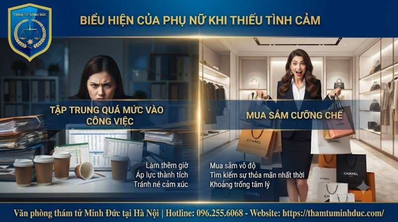 Những dấu Hiệu Phụ Nữ Thiếu Hơi Đàn Ông Biểu Hiện Và Giải Thích 5 tập trung quá mức vào công việc hoặc mua sắm