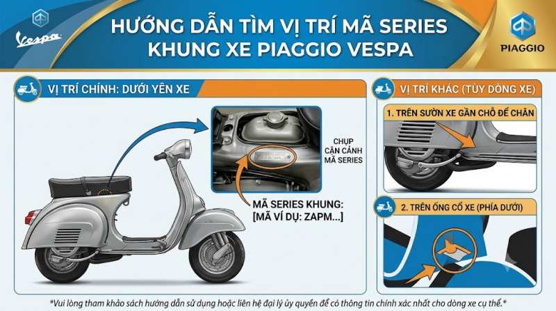 Tra số khung số máy xe máy 5 vị trí số khung của xe Vespa