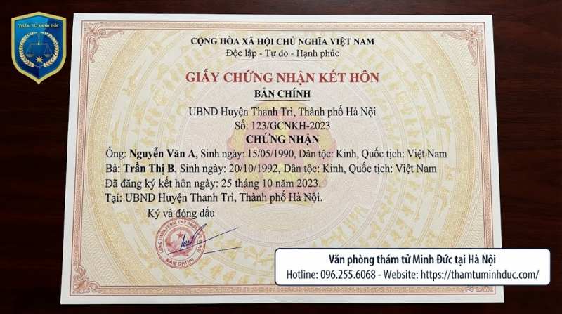 giấy chứng nhận kết hôn bản gốc