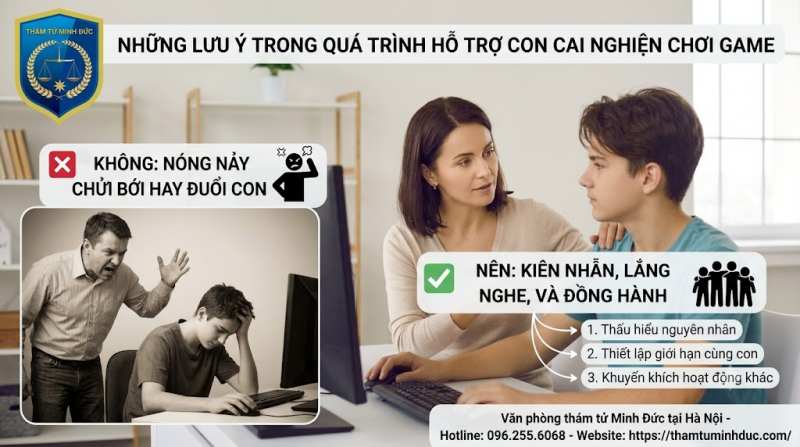 không nóng nảy chửi bới hay đuổi con