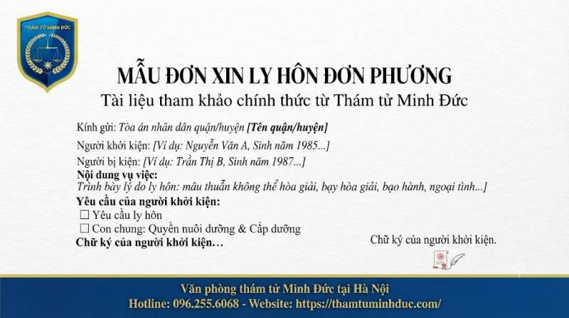đơn xin ly hôn đơn phương