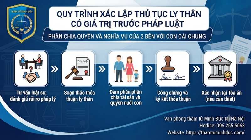 Thủ tục ly thân 4 phânchia quyền và nghĩa vụ 2 bên về con cái chung