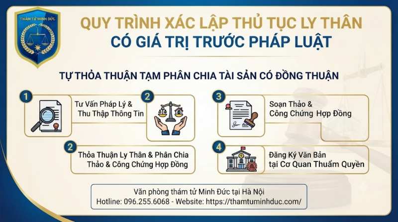 Thủ tục ly thân 3 tự thỏa thuận tạm phân chia tài sản